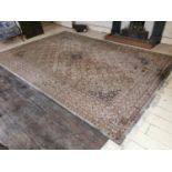 Good quality decorative Persian carpet square {380 cm L x 252 cm W}.