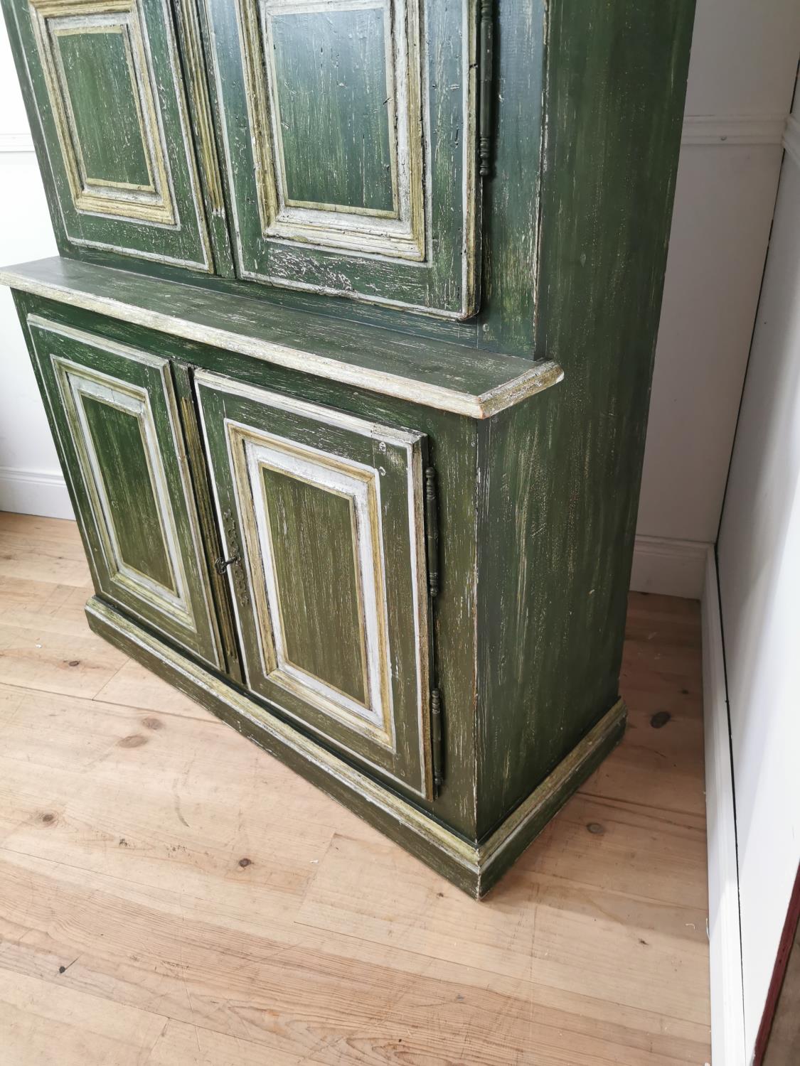 Good quality painted pine cupboard the two raised panelled doors over two raised panelled oors - Image 6 of 8