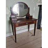 19th C. mahogany dressing table with single drawer in the frieze raised on square tapered legs {