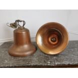 Pair of copper down lighters { 56cm H X 34cm Dia }.