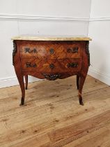 19th C. Kingwood chest, the marble top above two long drawers raised on shaped legs {78cm H x 83cm W