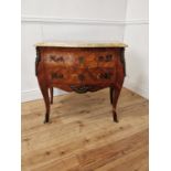 19th C. Kingwood chest, the marble top above two long drawers raised on shaped legs {78cm H x 83cm W