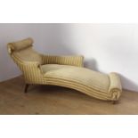 Edwardian upholstered chaise longue { 92cm H X 200cm W X 73cm D }.