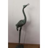 Bronze model of a stork { 142cm H X 28cm W X 30cm D }.