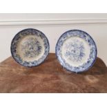 Pair of second period Belleek plates decorated with Asian pattern, Black stamp {24cm Dia.}