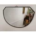 Art Deco wall mirror mounted in a mahogany frame { 45cm H X 62cm W }.