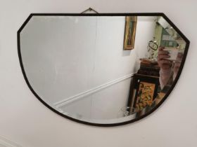 Art Deco wall mirror mounted in a mahogany frame { 45cm H X 62cm W }.