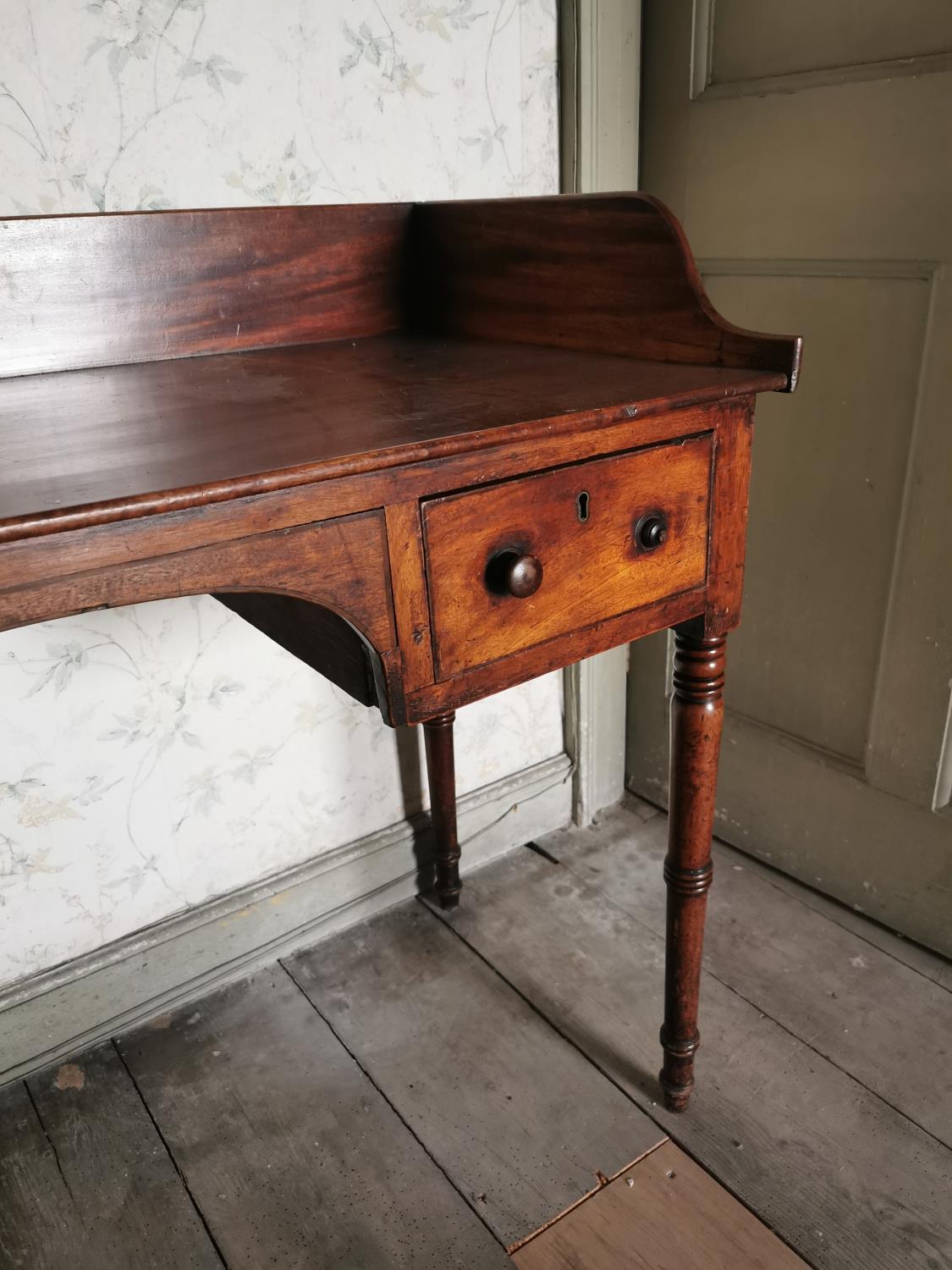 Georgian mahogany side table the gallery back above two short drawers In the frieze raised on ringed - Image 6 of 6