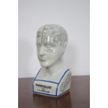 Ceramic Phrenology head. { 28cm H X 13cm W }.