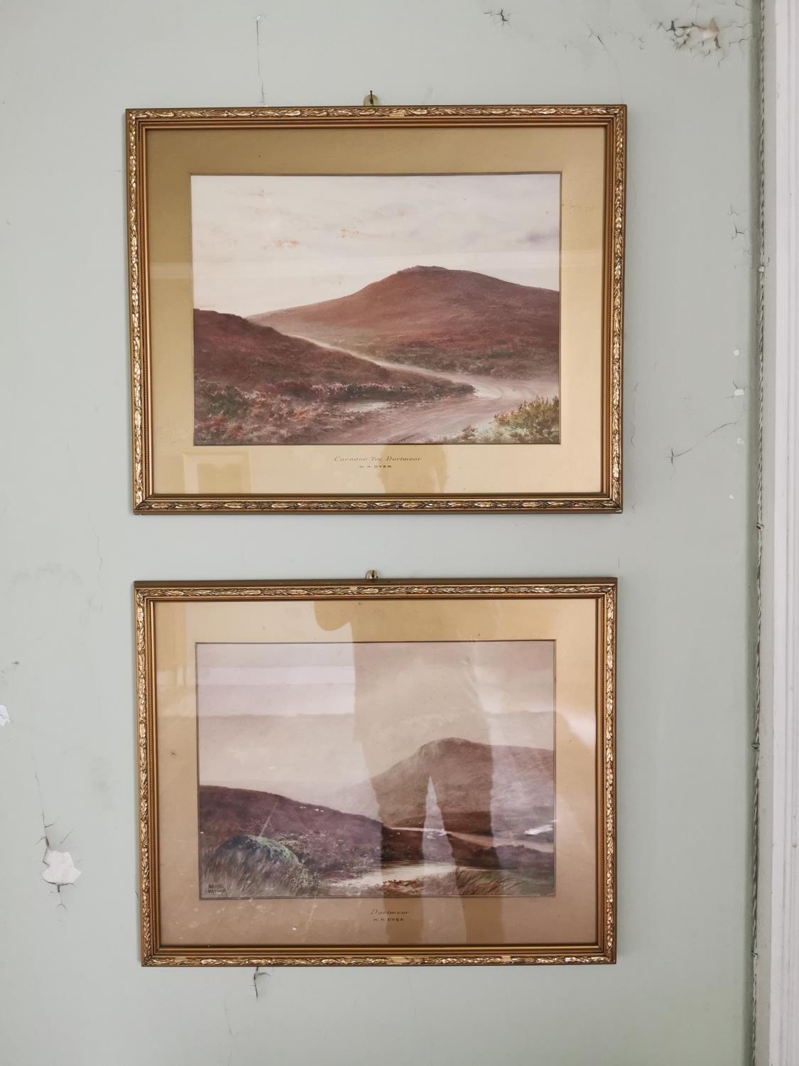 W H Dyer pair of early 20th C. Dartmoor scenes watercolours mounted in gilt frames {50 cm H x 63