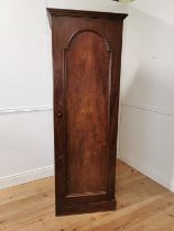 19th C. Mahogany Gentleman's Wardrobe with single arch panel door raised on plinth base {193cm H x