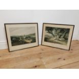 Pair of early 20th C. framed coloured Hunting prints. { 48 cm H x 55 cm W}.
