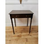 19th C. mahogany side table with single drawer in the frieze raised on turned legs {76 cm H x 66