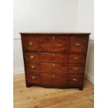 19th. C. inlaid mahogany breakfront secretaire chest the fall front long drawer enclosing a fitted