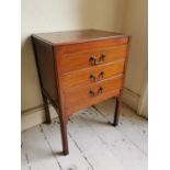 Edwardian mahogany side cabinet with three drawers raised on square legs {72 cm H x 49 cm W x 37