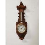 19th. C. carved oak Aneroid barometer { 62cm H X 24cm W }.