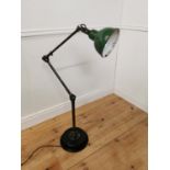 Good quality early 20th. C. industrial metal angle poise lamp with enamel shade by Dudley's