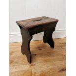 Early 19th. C. ash and elm creepy stool { 36cm H X 36cm W X 22cm D }.