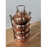 Brass and copper Indian food carrier {40 cm H x 23 cm W x 17 cm D}.