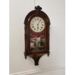 19th. C. walnut Vienna wall clock with painted dial { 88cm H X 37cm W X 13cm D }.