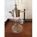 Silverplate and glass coffee pot {27 cm H x 14 cm Dia.}.