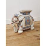 Ceramic garden stool in the form of an elephant { 43cm H X 48cm W X 23cm D }