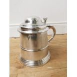 Unusual Edwardian silver plated ice bucket in the form of a tankard { 24cm H X 26cm W X 20cm D }.