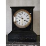 19th. C. Marble mantle clock with painted dial. { 33cm H X 27cm W X 15cm D }.