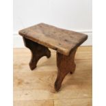 19th. C. oak creepy stool { 26cm H X 32cm W X 18cm D }.