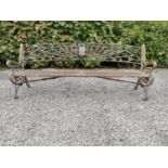 Good quality cast iron Art Nouveau four seater garden seat. {79 cm H x 205 cm W x 60 cm D}.