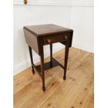 Edwardian mahogany drop leaf lamp table raised on square tapered legs {75 cm H x 42 cm W x 44 cm