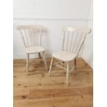 Pair of painted pine kitchen chairs { 87cm H X 53cm W X 50cm D }.