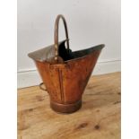 Edwardian copper coal bucket { 52cm H X 42cm W X 46cm D }.