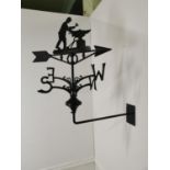 Cast Iron weather vane surmounted with a Blacksmith {62cm H x 32cm W x 59cm D}