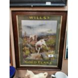 Wills Gold Flake Cigarettes pictorial advertising showcard. {57 cm H x 46 cm D}