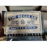 The Regular Safety Match advertising display box Joseph Francis and Co London. {6 cm H x 21 cm W x