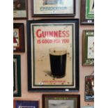 Original Guinness Is Good For You framed celluloid advertising showcard {87 cm H x 62 cm W}.