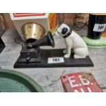 Cast iron advertising Model of HMV Dog and Gramaphone. {12 cm H x 22 cm W x 9 cm D}.
