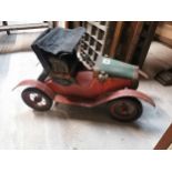 Wooden Model of Vintage Car. {22 cm H x 56 cm W x 22 cm D}.