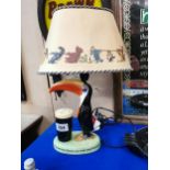 Guinness Toucan ceramic advertising lamp with original shade {43 cm H x 29 cm W}.