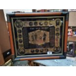 The Old Game framed reverse painted glass advertising sign. {28 cm H x 58 cm W}.