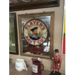 Player’s Navy Cut Tobacco and Cigarettes framed advertising mirror. { 56 cm H x 46 W}.