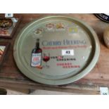 Cherry Heering Brandy advertising tin plate tray. {34 cm Dia}.