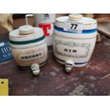 Miniature Wade ceramic Gin and Sherry advertising dispensers. {16 cm H x 12 cm W x 8 cm D} and {