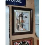 John Jameson Irish Whisky framed advertising mirror. {42 cm H x 35 cm W}.