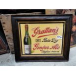 Grattan’s Pale Dry Ginger Ale Belfast framed advertising print. {39 cm H x 47 cm W}.