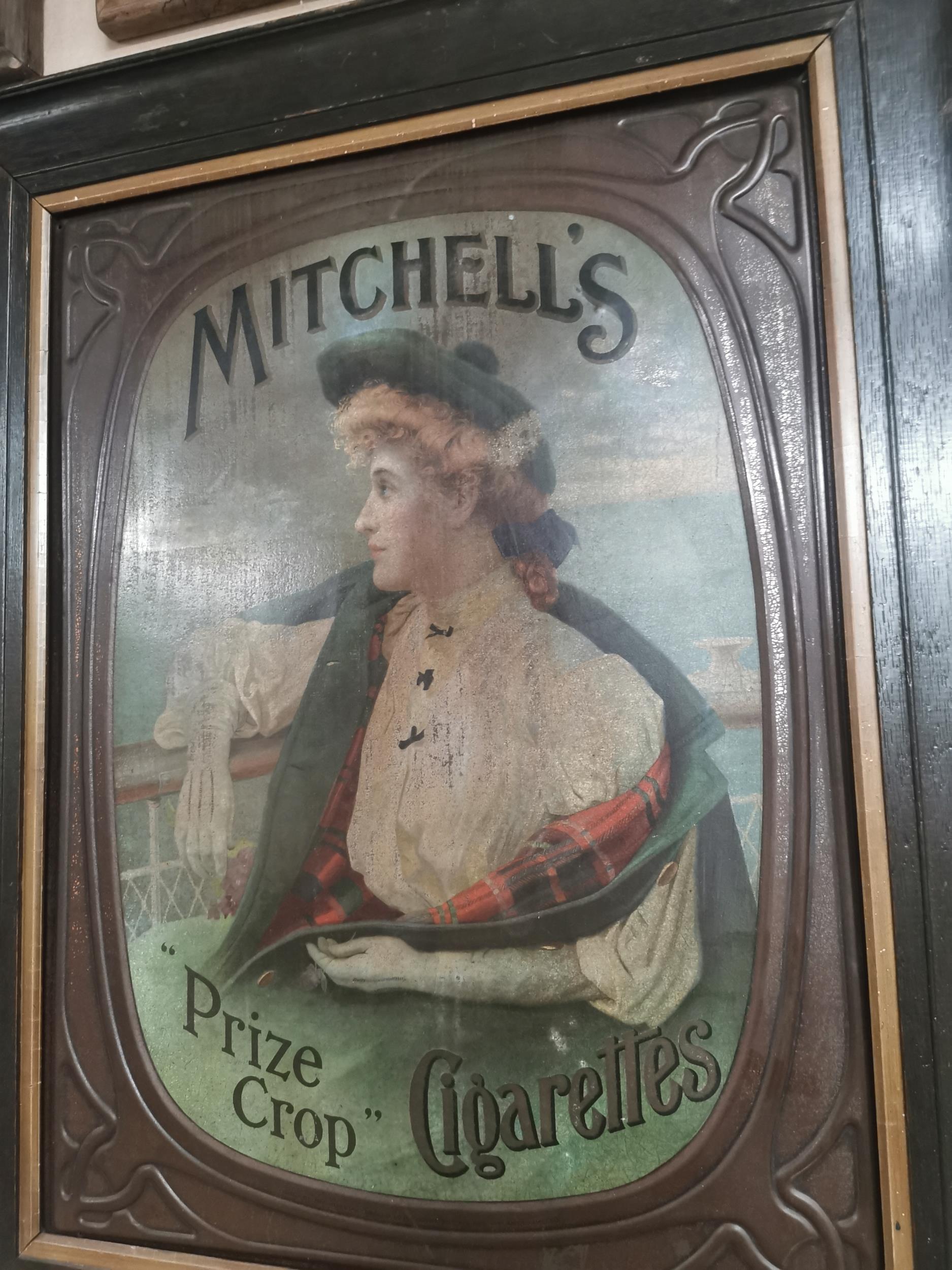 Rare Mitchell's Prize Crop Cigarettes embossed tin plate framed advertising sign {77 cm H x 61 cm - Image 2 of 3