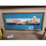 Never Say No To A Godwins Diana Dors advertising showcard. {22 cm H x 47 cm W}.