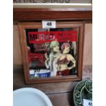 Murad Turkish Cigarettes framed advertising mirror. {24 cm H x 22 cm W}.