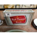 Peak Freans Assorted Biscuits advertising tin. { 7 cm H x 26 cm W x 16 cm D}.